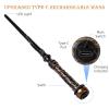 CharmFields Light Up Magic Wizard Wand with 5 Static Light Colors, Rechargeable Illuminating Resin Witch Wand for Kids Collection Cosplay, with Mini Stand Display, Bronzeware view 3