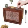 10000 Savings Challenge Box,Cash Vault Wooden Savings Box,kakeibo Money Box,Wooden Piggy Bank Coin Bank with Counting Target,The Best Gift for Boys, Girls, and Friends (Brown) view 1