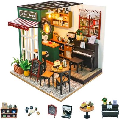 Wizardi Miniature Roombox Kit - Coffee Shop Dollhouse Kit