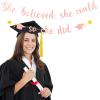 2025 Graduation Banner, Glittery She Believed She Could So She Did Banner Photo Props Banner for Party Home Classroom Decorations (Pink) view 2