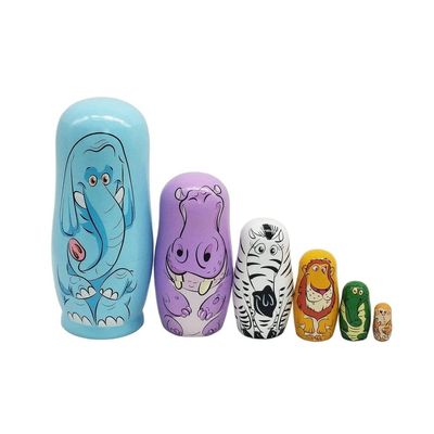 RUTAVM Russian Dolls 6 Pcs Nesting Dolls Handmade Wooden Dolls Cartoon Animal Matryoshka Russian Nesting Dolls Wooden Set Nesting Dolls