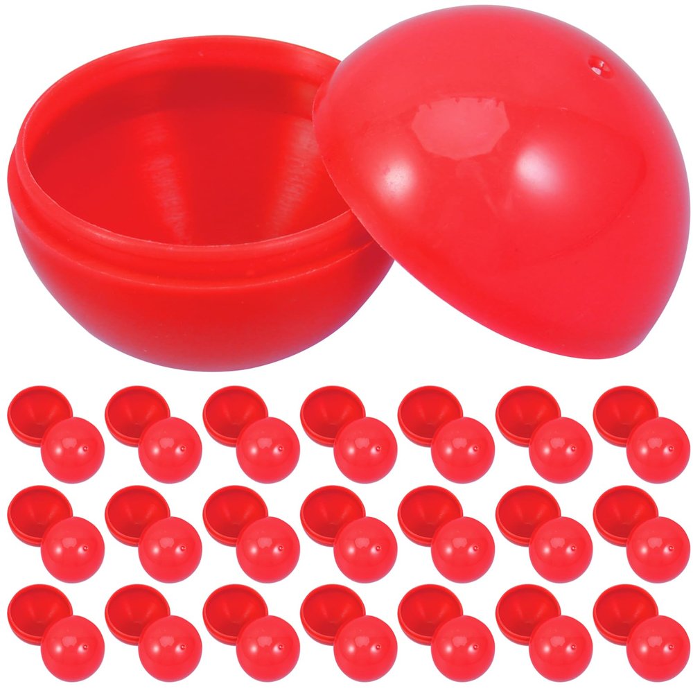 Cabilock 50pcs Small Bingo Balls, Openable Hollow Raffle Balls, Replacements Game Props for Parties, Bingo Nights (1.18 Inch/Red)