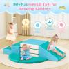 Lischwert Foam Climbing Blocks for Toddlers 1-3, 5pcs Foldable Soft Play Set with Crawling Exploration Toys - Indoor Infant Safe Blocks for Baby Gym & Toddler Playground - Blue view 3