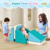Lischwert Foam Climbing Blocks for Toddlers 1-3, 5pcs Foldable Soft Play Set with Crawling Exploration Toys - Indoor Infant Safe Blocks for Baby Gym & Toddler Playground - Blue view 4