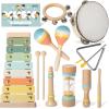 Baby Musical Instruments - Wooden Montessori Toys for Toddlers,Modern Boho Xylophone Includes Songbook with 13 Kids' Songs,Neutral Colors Wooden Percussion Instruments Set view 1