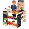 Best Choice Products Pretend Play Grocery Store Wooden Supermarket Toy Set for Kids w/Play Food, Chalkboard, Cash Register, Working Conveyor - Natural view 1