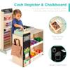 Best Choice Products Pretend Play Grocery Store Wooden Supermarket Toy Set for Kids w/Play Food, Chalkboard, Cash Register, Working Conveyor - Natural view 4