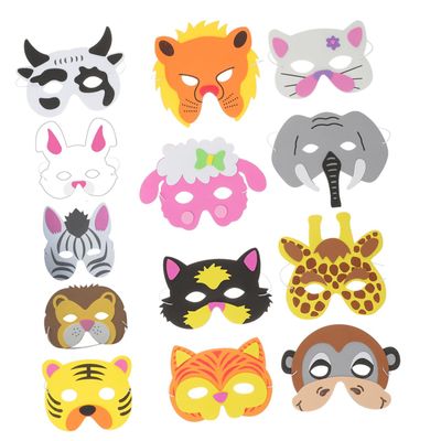 Animal Mask Decoration Set of 13 Unpainted Animal Masks for Party and Cosplay