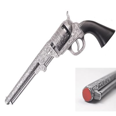 13 inch Western Style Revolver Prop, Polyurethane Foam, Costume/Cosplay/Halloween, Ages 16+ (Silver Gray)