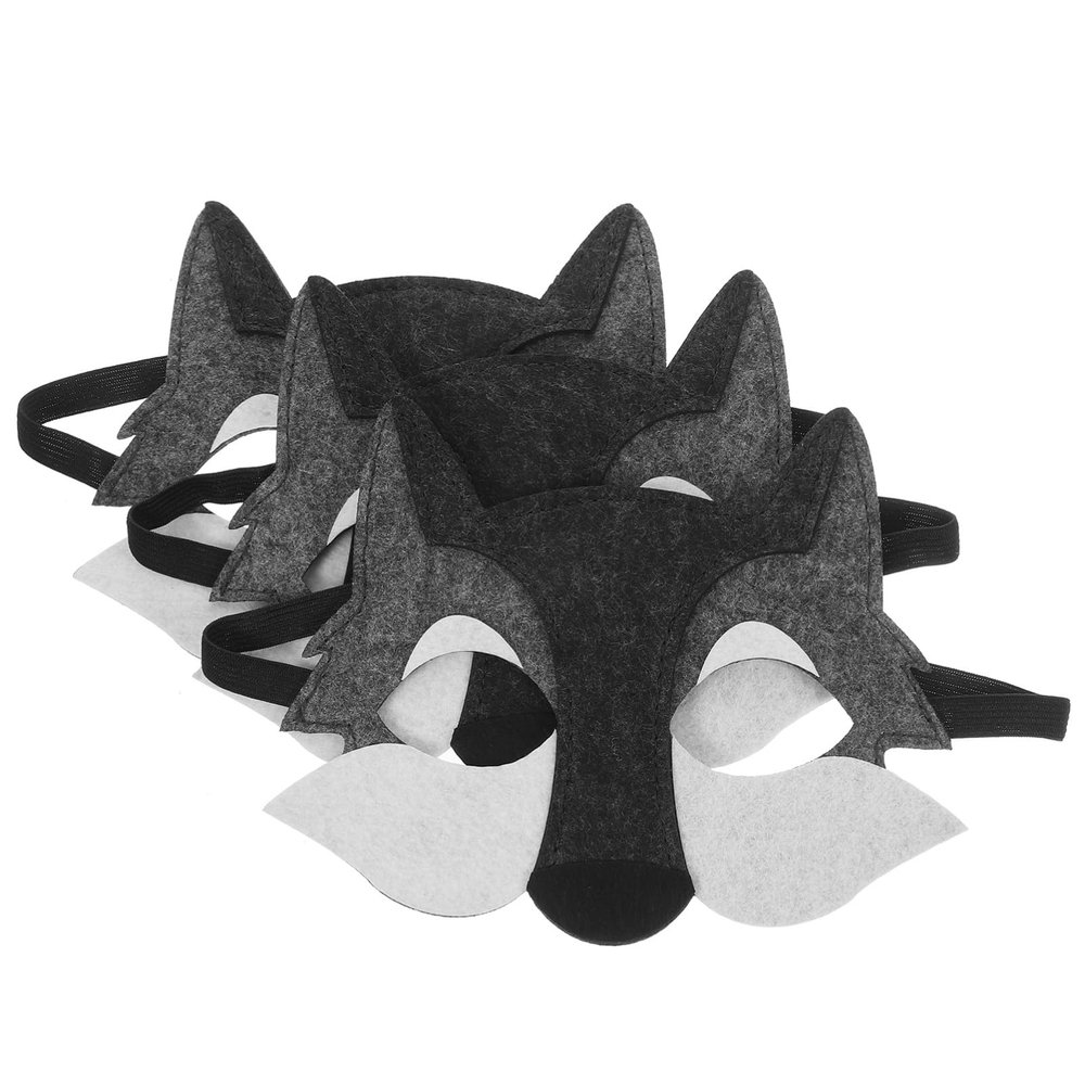 3pcs Animal Mask Dress up Costumes Masks Animal Formkids Costume Wolf Felt Mask Funny Mask Halloween Wolf Cosplay Mask Costume Face Mask Dog Mask Grey/999