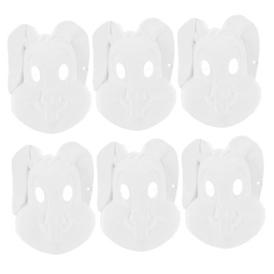 Alasum 6pcs Diyt Bunny Mask Masquerade Accessories Masks for White DIY Mask DIY Masks Party Mask Rabbit Face Covers Cosplay Masks Kid Mask Cartoon Face Masks DIY White Masks Pulp/1018