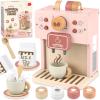 Airlab Kids Coffee Playset Toy Coffee Maker Set for Toddler Wooden Kitchen Accessories Pretend Play for Girls Boys Ages Birthday Gifts Pink view 1