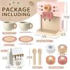 Airlab Kids Coffee Playset Toy Coffee Maker Set for Toddler Wooden Kitchen Accessories Pretend Play for Girls Boys Ages Birthday Gifts Pink view 2