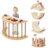 HONEY JOY Wooden Arch Climber with Cushion, Montessori Sensory Table for Kids w/Foldable Storage Bin, Baby Rocker Ladder Play Gym, Toddler Climbing Toys Indoor, Learning Gift for Kids 1-8 (Natural) view 1