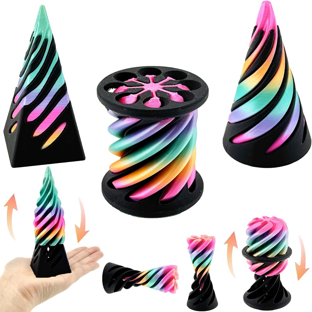 3 Packs Impossible Cone,Spiral Cone Fidget Toy Impossible Pyramid Passthrough Toy,3D Printed Spiral Cone Fidget Toy,Mini Vortex Thread Illusion Desktop Deco Souvenir Gift for Anxiety Relaxing