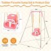 3-in-1 Toddler Swing, Foldable Indoor & Outdoor Baby Swing, Multifunctional Swings for Children 6 Months and Older, Easy to Assemble and Store for Backyard Play (Pink) view 2