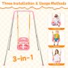 3-in-1 Toddler Swing, Foldable Indoor & Outdoor Baby Swing, Multifunctional Swings for Children 6 Months and Older, Easy to Assemble and Store for Backyard Play (Pink) view 3