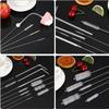 10 Pcs Silver Long Straw Brush, Nylon Pipe Tube Cleaner 8-ihch 10 Different Diameters Set, Long Straw Brush for Sippy Cup, Brush Drinking Straw Cleaning Brush, Brushes, Cleaning Tools view 3