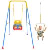 2 in 1 Toddler Swing & Baby Jumper, Foldable Baby Bouncer with Soft Cushion, Foldable Indoor & Outdoor Use, Easy to Install & Store Swing Sets for Backyard Play (Blue) view 1