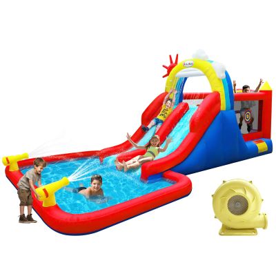 Bounce House,Inflatable Bouncer with Air Blower for Kids 3-10,Outdoor and Indoor Jumping Castle with Long Water Slide,Trampoline,Climbing Wall,Ball Pit/Water Pool