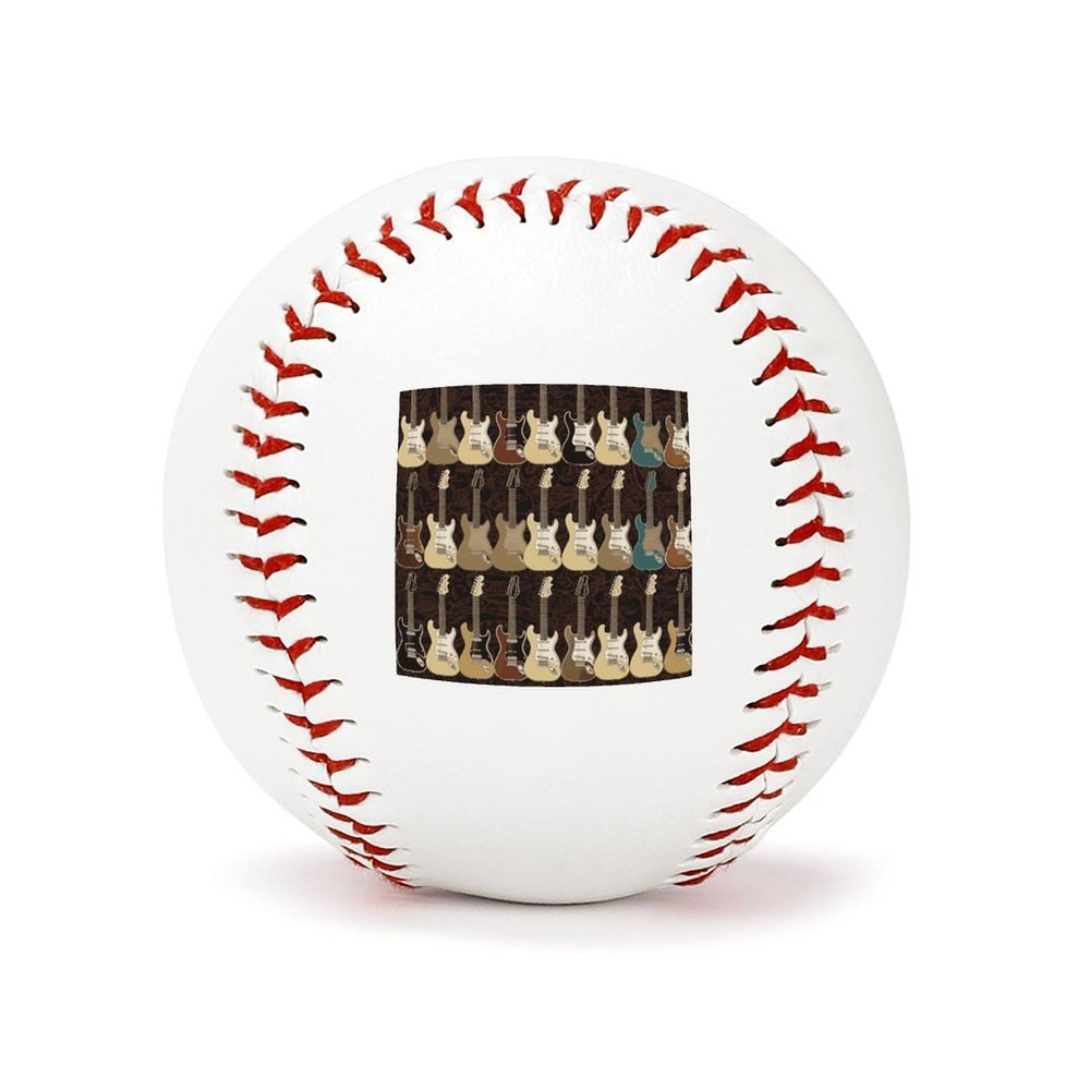 BVNMT Leather Art Guitar Pattern Printed Baseball Suitable for Children and Teenagers of All Ages Graduation Birthday 2.8 * 2.8 in