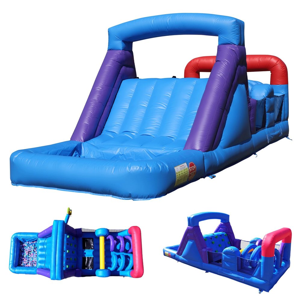 Commercial Bounce House for Adults(950W Blower),100% PVC 22FT(L) Inflatable Obstacle Course with Water Slides&Ball Pit,Tunnels,Climbing,Obstacles Great for Party and Events