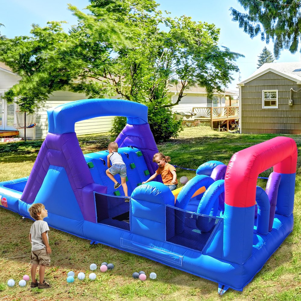 22FT Commercial Bounce House for Kids 5-12 Large with Blower,100% PVC Kids Inflatable Obstacle Course Bounce House for Wet Dry with Pool,Slide, Bounce House Outdoor 22x8x8ft