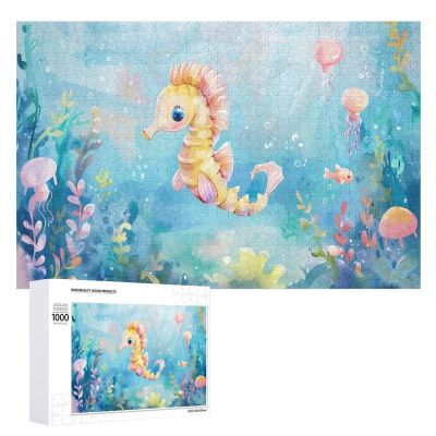 1000 Piece Adult and Youth Colorful Animals Puzzles Watercolor Seahorse Animal Fun and Challenging Animals Themed Puzzles Great Gift for Family and Friends Dimensions