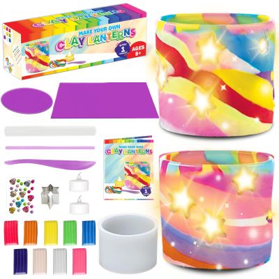 Goody King Make Your Own Clay Luminaries- Arts and Crafts Light-up Kit for Kids and Teens Age 8-12, DIY Clay Lantern Toys Girls Boys Christmas Birthday Gift Ages 8 9 10 11 12+