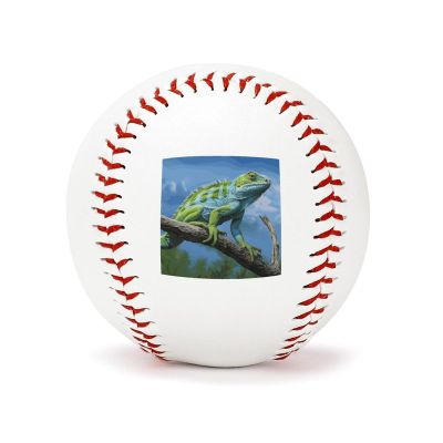 BVNMT Leather Green Lizard Printed Baseball Suitable for Children and Teenagers of All Ages Graduation Birthday 2.8 * 2.8 in