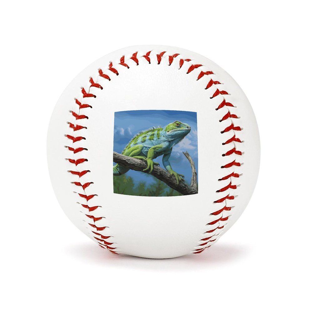 BVNMT Leather Green Lizard Printed Baseball Suitable for Children and Teenagers of All Ages Graduation Birthday 2.8 * 2.8 in