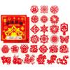 12PCS/30PCS/90PCS Chinese Paper Cutting Kit, Red Fun Paper Art Crafts Kits for Window Decoration Spring Festival Chinese New Year Celebration Activity, Creative Handmade Paper-Cut view 1