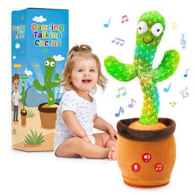 Qularlans Dancing Talking Cactus Toy for Valentine's Gifts, Interactive Funny Baby Toys for Infants 6-18 Months, Mimicking Singing Repeating Light Up Toy for Toddler 1 2 3 Year Old Boys Girls