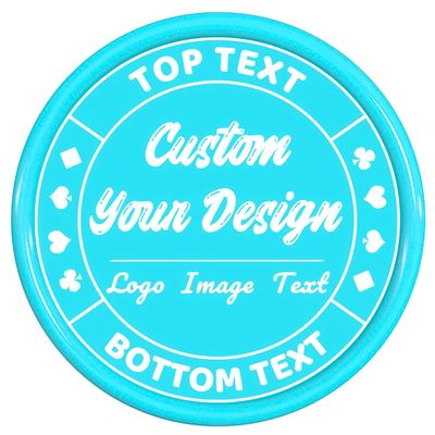 200 Custom Poker Chips, Drink Token Chips Personalized Your Own Logo, Image and Text, Double Sided Full Color Printing Custom Tokens for Bar, Party, Business Cards and Promotions (Light Blue)