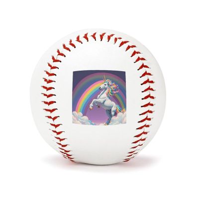 BVNMT Leather Horse Standing in Rainbow Printed Baseball Suitable for Children and Teenagers of All Ages Graduation Birthday 2.8 * 2.8 in