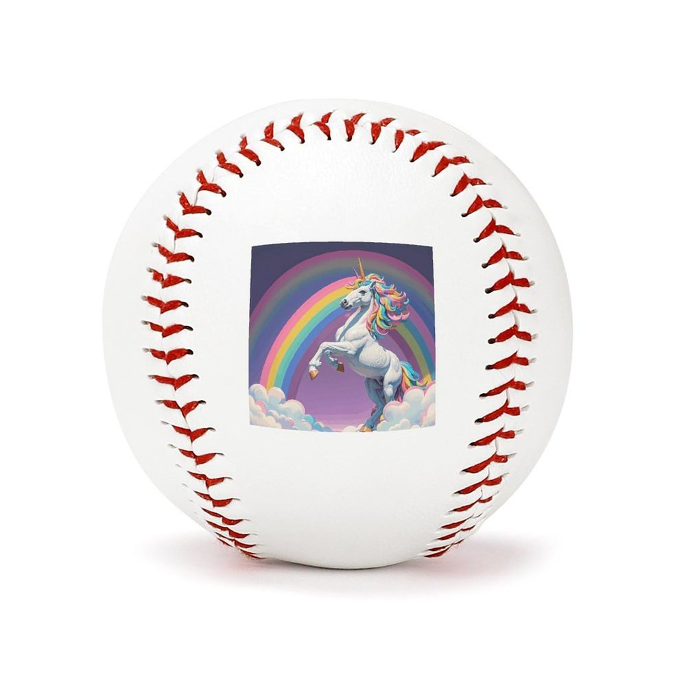 BVNMT Leather Horse Standing in Rainbow Printed Baseball Suitable for Children and Teenagers of All Ages Graduation Birthday 2.8 * 2.8 in