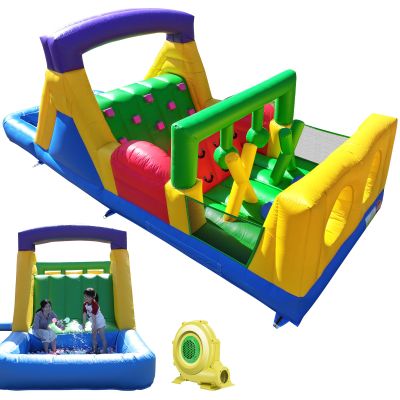 22ft Commercial Bounce House for Big Kids, 100% PVC Inflatable Obstacle Course Bounce House with Water Slides&Blower, 0.45mm Heavy Duty Vinyl, Backyard Outdoor Party Game(22x8x8.2ft)