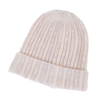 Aurgiarme Unisex Skull Hat for Teens Girls Boys Hip Hop Photo Props Knitted Winter Hat Rhinestones Costume Props Skull Off-White