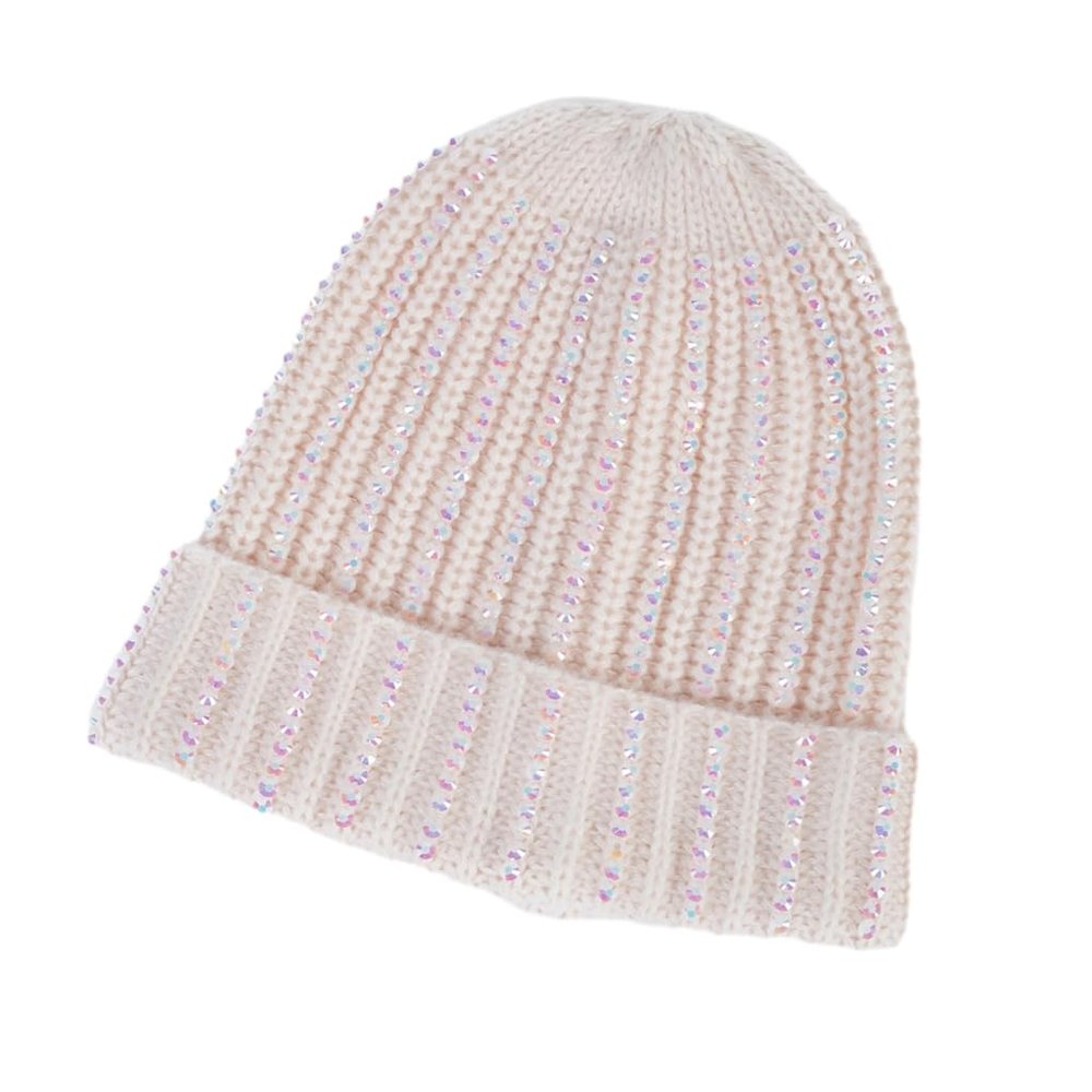 Aurgiarme Unisex Skull Hat for Teens Girls Boys Hip Hop Photo Props Knitted Winter Hat Rhinestones Costume Props Skull Off-White