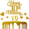10th Birthday Cake Decoration, 10th Birthday Candle Golden Number Candle Happy Cake Toppers Anniversary Party Celebration Dessert Decoration view 1