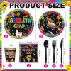 Yungyan 252 Pcs Mexican Graduation Fiesta Party Tableware Set, 36 Guests view 2