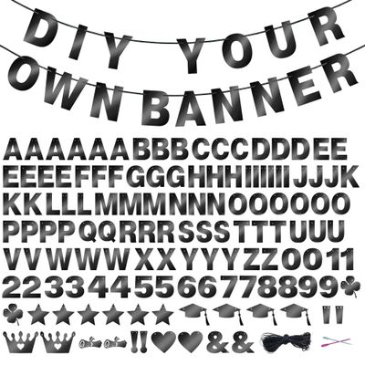 131 PCS Custom Banner DIY Letter Banners Personalized Banner for Birthday Congratulations Wedding Party Banners Black 5-inch
