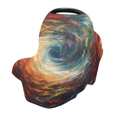 Baby Car Seat Canopy Covers Nursing Cover Stretchy Boys Girls Vortex Spiral Colorful Carrier Cover Breastfeeding Cover Breathable