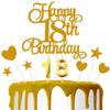 18th Birthday Cake Decoration, 18th Birthday Candle Golden Number Candle Happy Cake Toppers Anniversary Party Celebration Dessert Decoration view 1