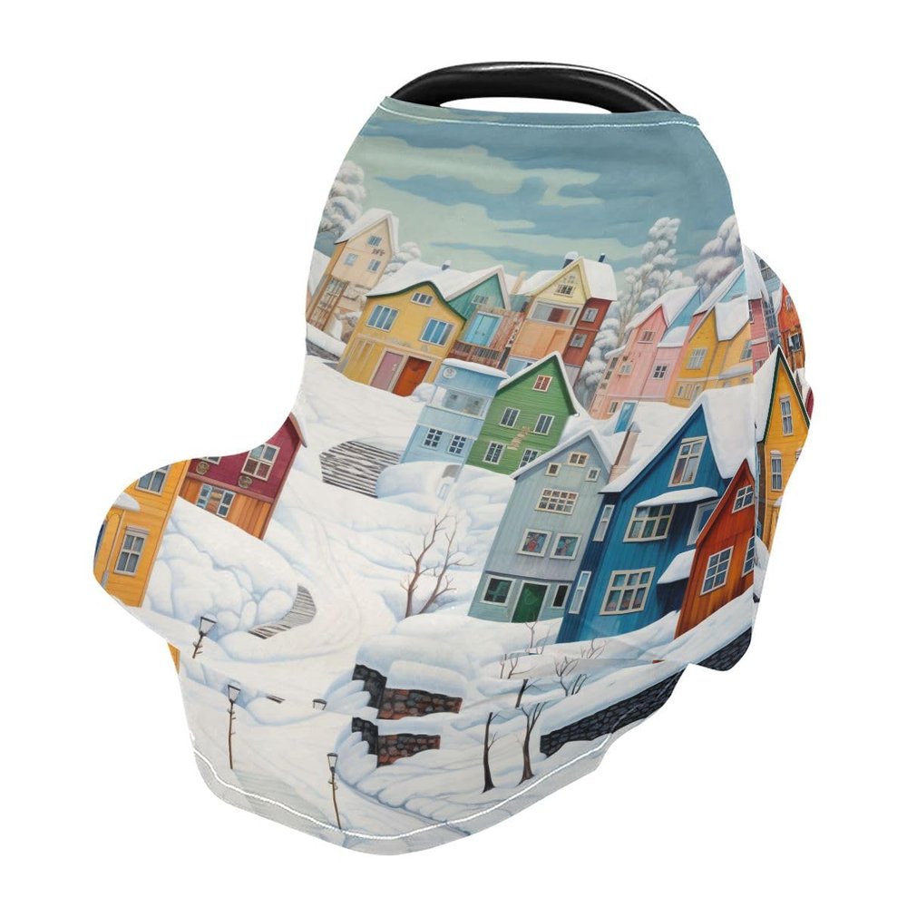 Baby Car Seat Canopy Covers Nursing Cover Stretchy Boys Girls Snow Winter Cottage Carrier Cover Breastfeeding Cover Breathable