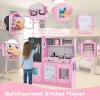 CHEFJOY Play Kitchen, Wooden Kids Pretend Cooking Toy with Microwave, Fridge, Easy Bake Oven, Chalkboard&Ice Maker, Kids Kitchen Playset Toys for Girls & Boys Ages 3+ (Pink) view 4