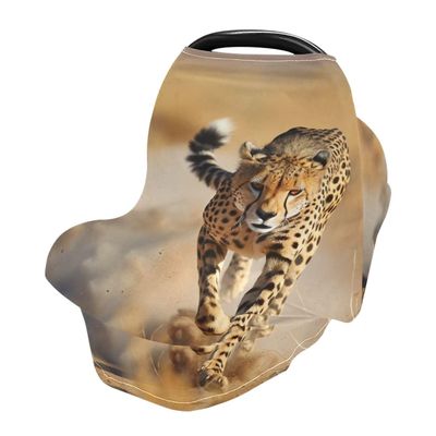 Baby Car Seat Canopy Covers Nursing Cover Stretchy Boys Girls Running Cheetah Carrier Cover Breastfeeding Cover Breathable