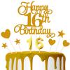 16th Birthday Cake Decoration, 16th Birthday Candle Golden Number Candle Happy Cake Toppers Anniversary Party Celebration Dessert Decoration view 1
