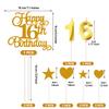 16th Birthday Cake Decoration, 16th Birthday Candle Golden Number Candle Happy Cake Toppers Anniversary Party Celebration Dessert Decoration view 2