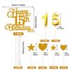 15th Birthday Cake Decoration, 15th Birthday Candle Golden Number Candle Happy Cake Toppers Anniversary Party Celebration Dessert Decoration view 2